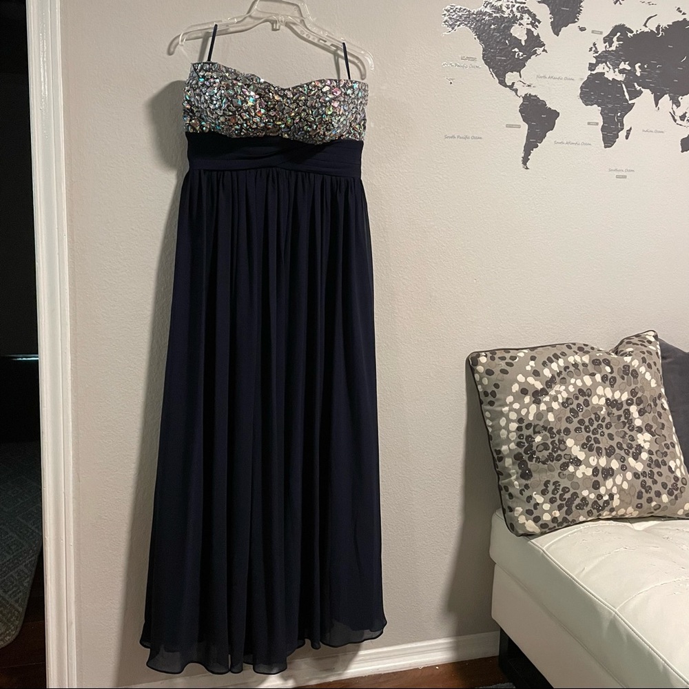 Elegant long with beautiful and colorful rhinestone bustier. Size 14